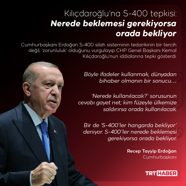 Erdoğan: S-400'ler nerede beklemesi gerekiyorsa orada bekliyor